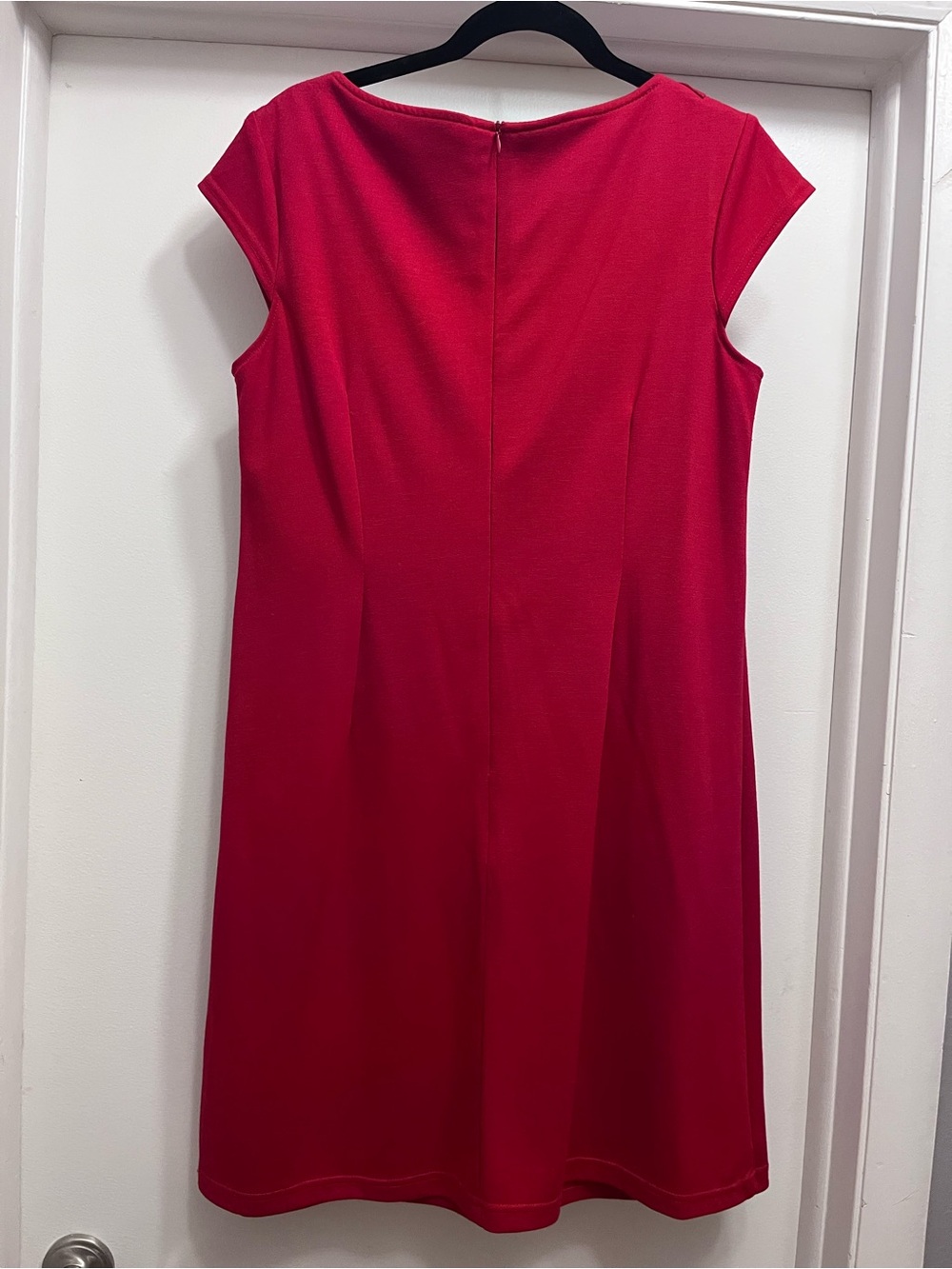 Red Ruffle Neck Shift Dress - Picture 5 of 9